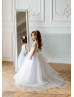 Ivory V Back Floor Length Flower Girl Dress